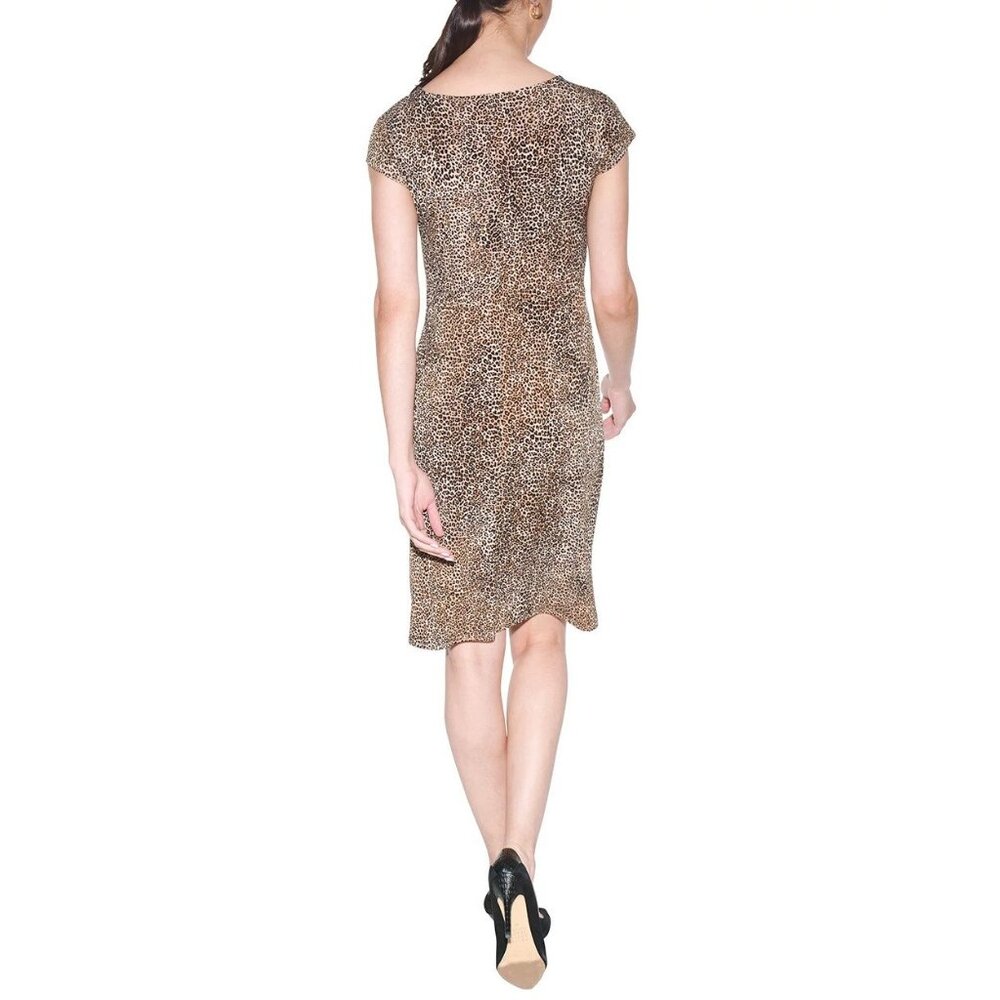 NWT Womens Size Small White House Black Market Cheetah Cap-Sleeve Wrap Dress NEW - Picture 2 of 2